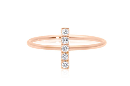 14k Micro Pave Diamond Bar Ring