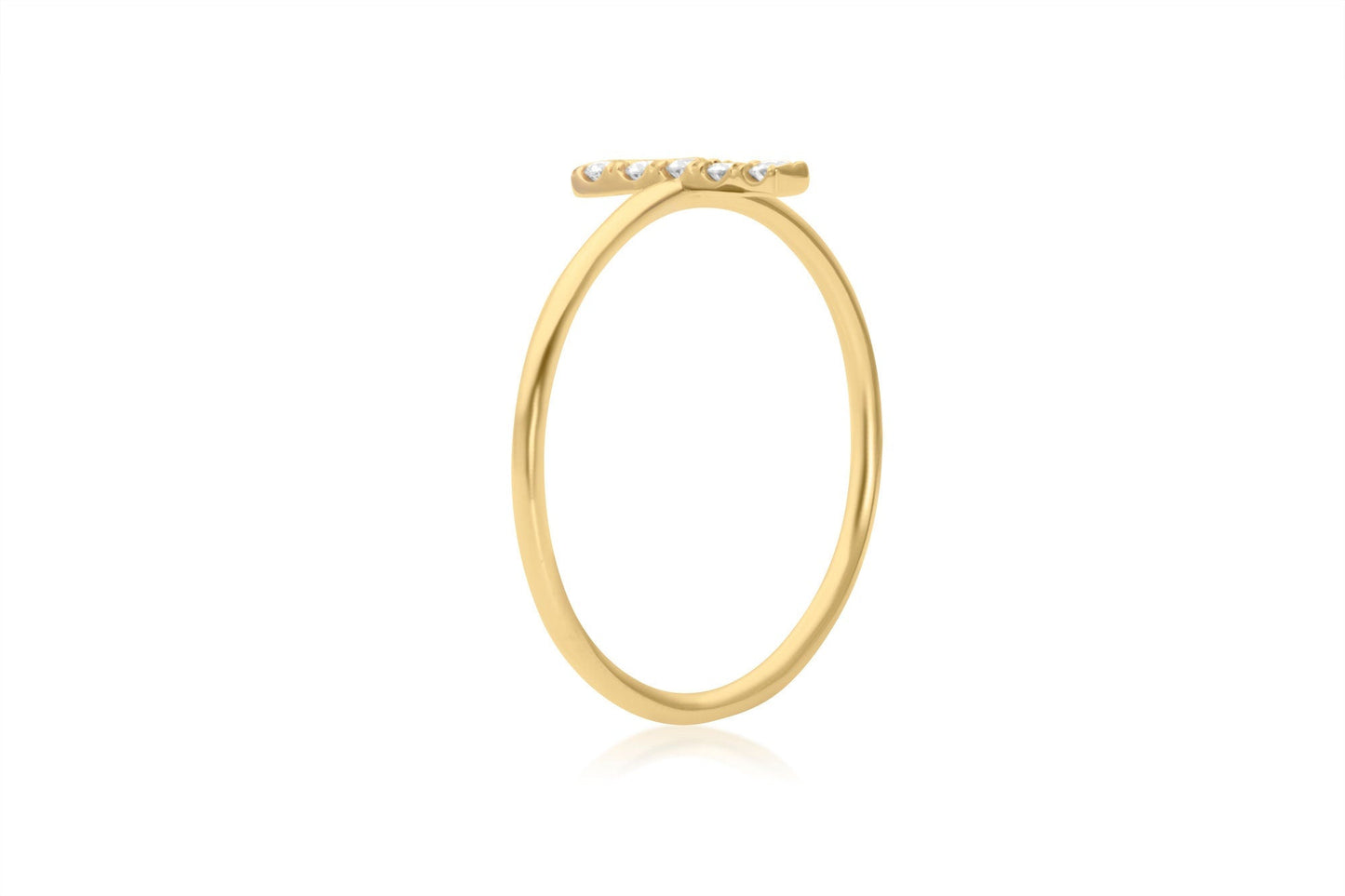 14k Micro Pave Diamond Bar Ring