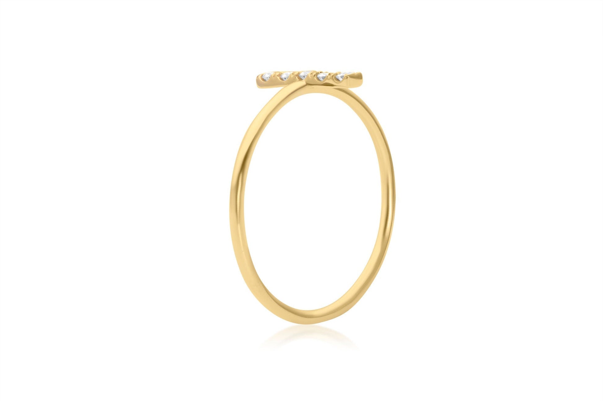 14k Micro Pave Diamond Bar Ring