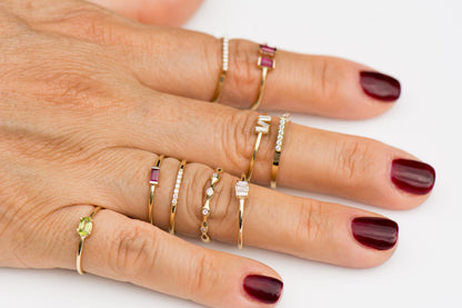14k Micro Pave Diamond Bar Ring