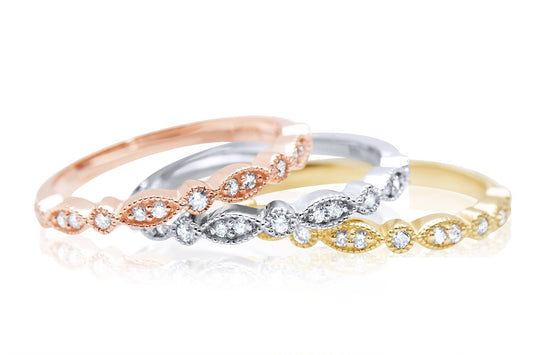 14k Micro Pave Diamond Stacking Ring