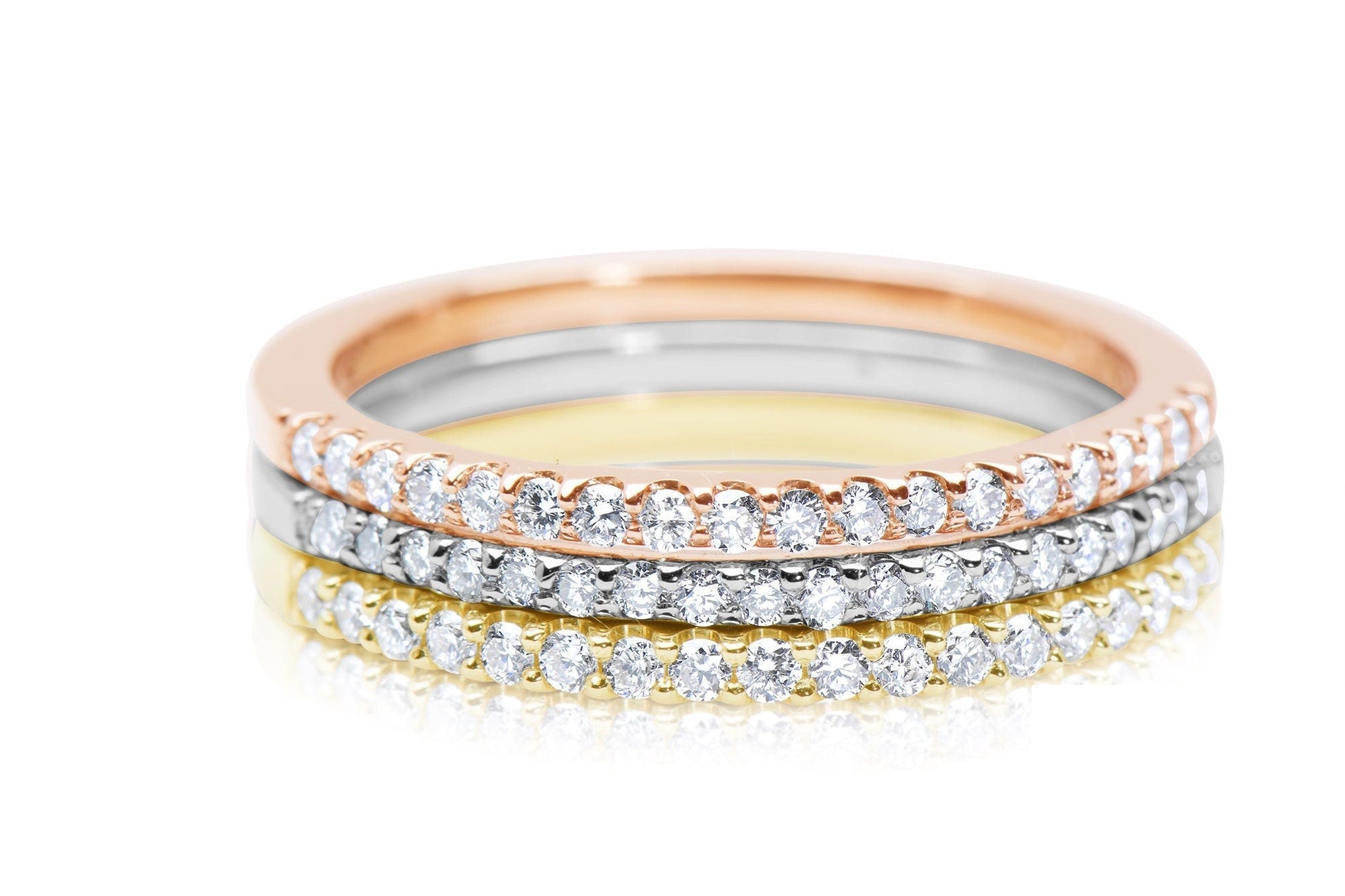 14k Micro Pave Diamond Stacking Rings