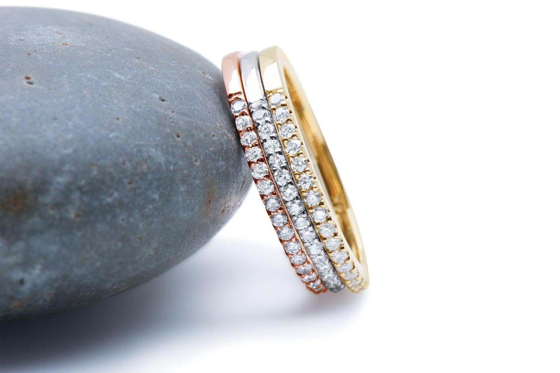 14k Micro Pave Diamond Stacking Rings