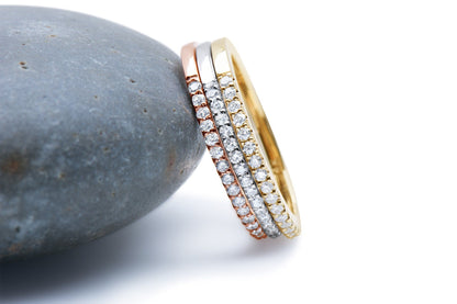 14k Micro Pave Diamond Stacking Rings