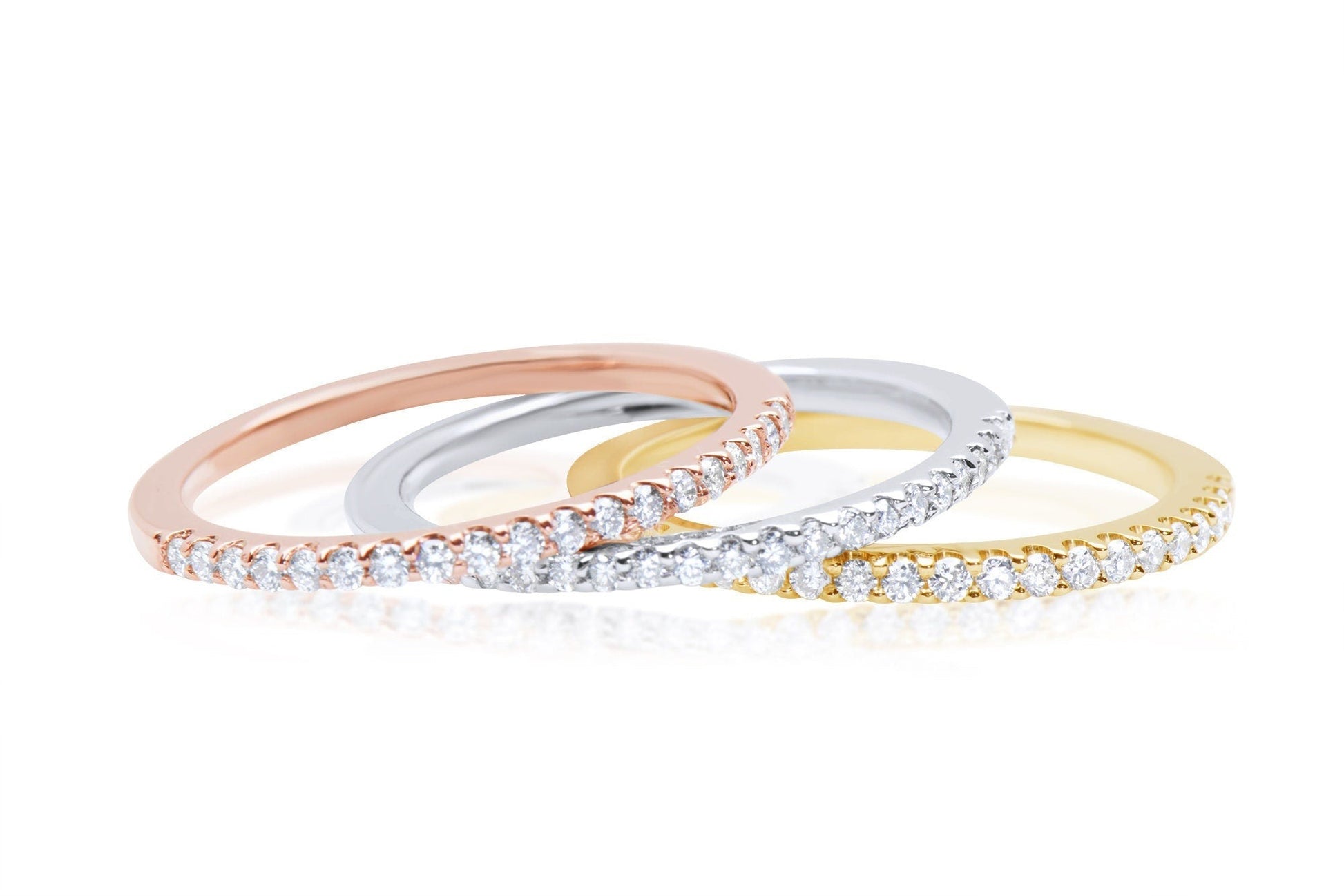 14k Micro Pave Diamond Stacking Rings