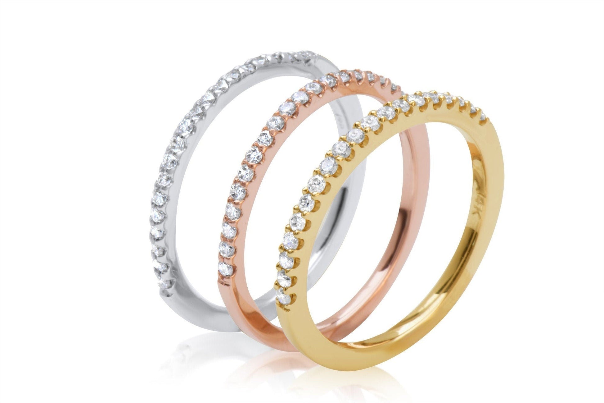 14k Micro Pave Diamond Stacking Rings