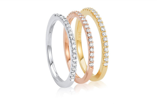 14k Micro Pave Diamond Stacking Rings