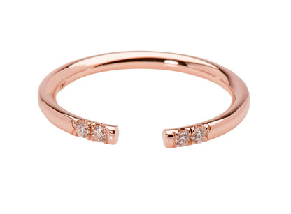 14k Open Cuff Stackable Diamond Ring