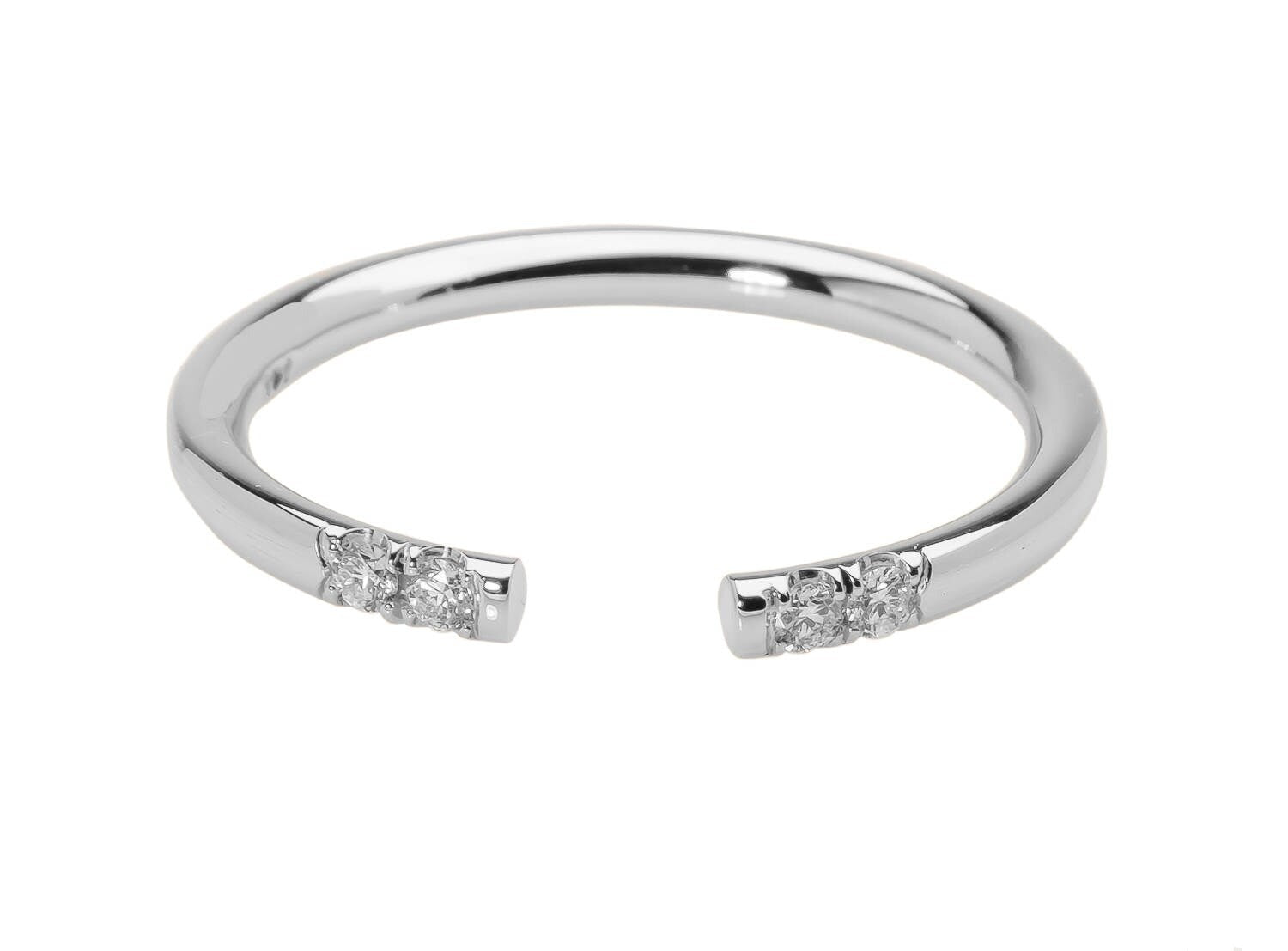 14k Open Cuff Stackable Diamond Ring