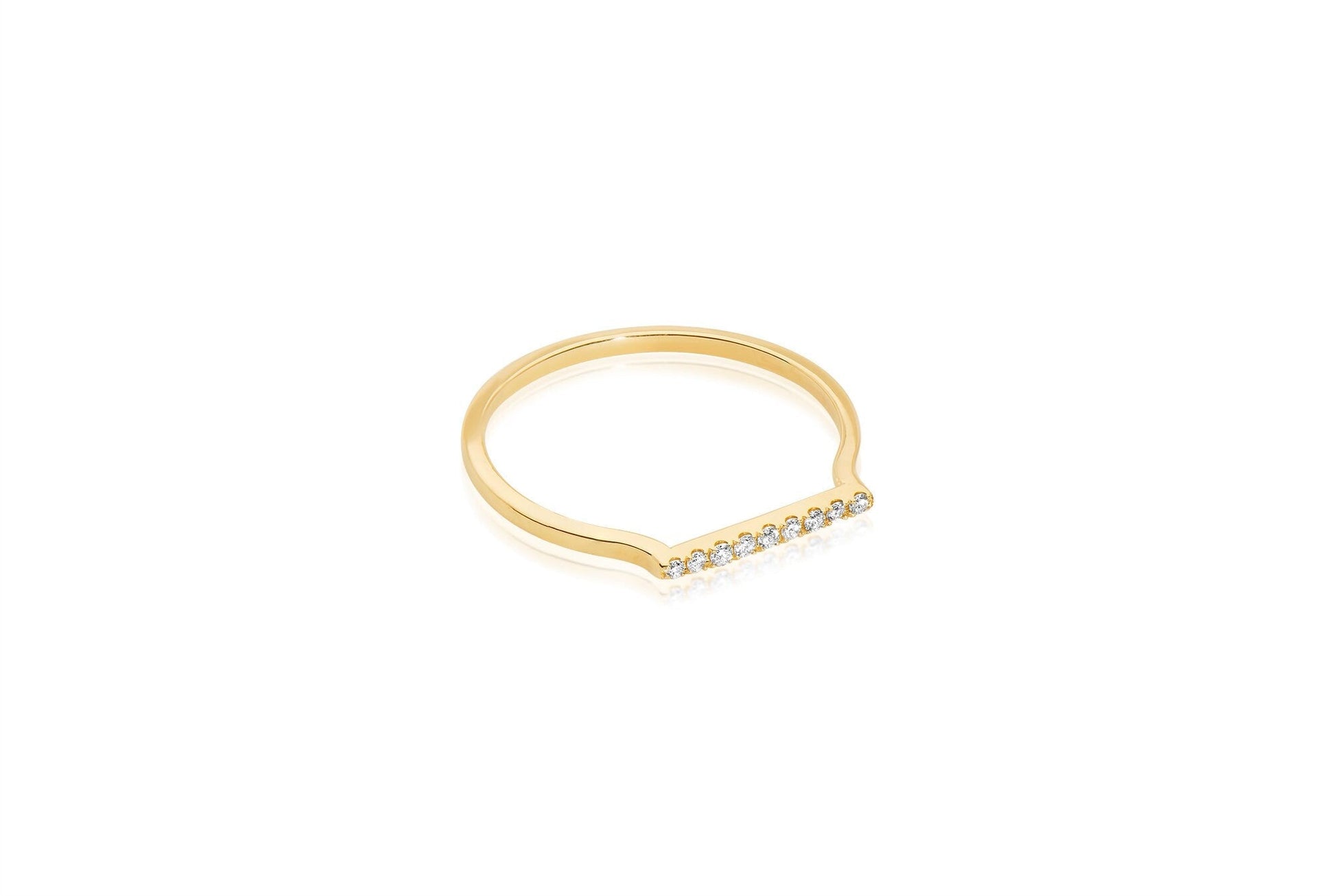 14k Pave Diamond Bar Ring