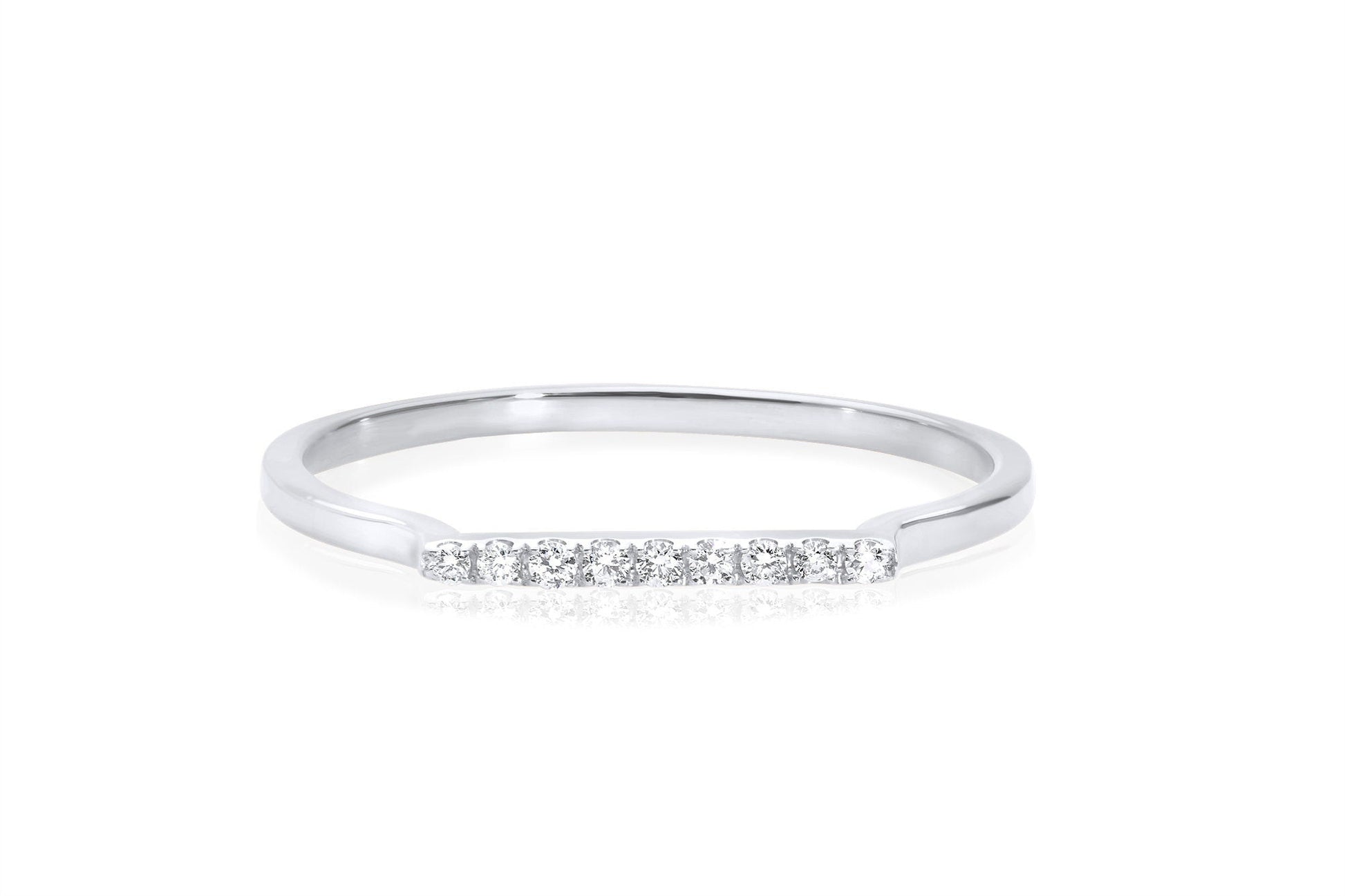 14k Pave Diamond Bar Ring