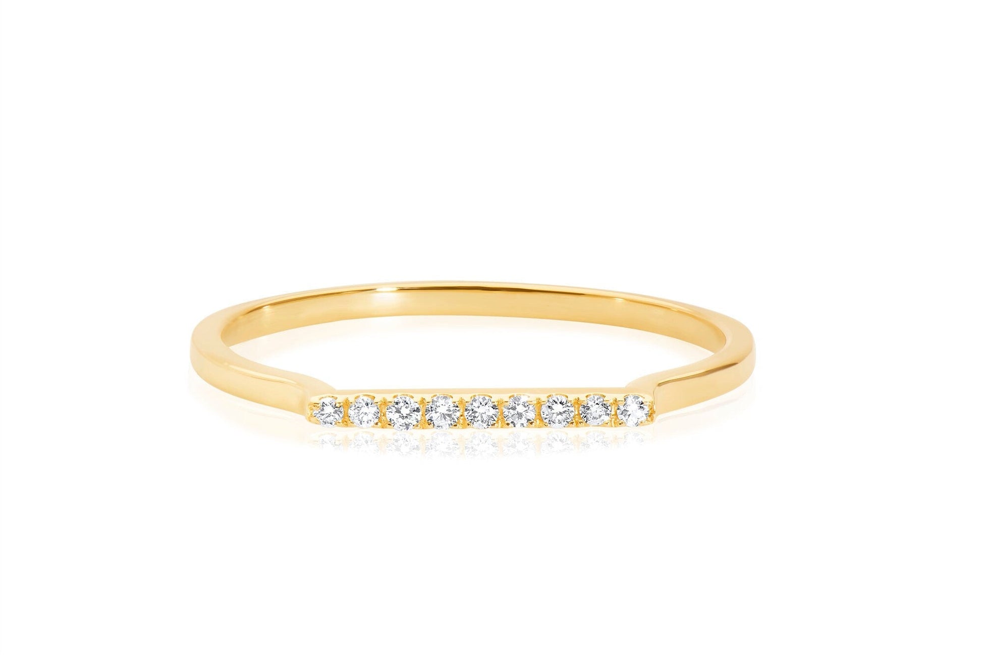 14k Pave Diamond Bar Ring