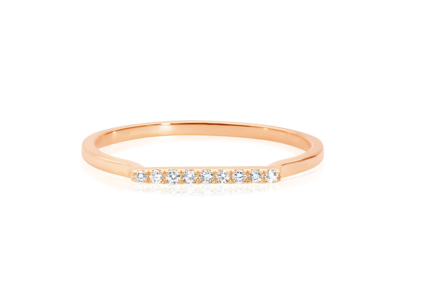14k Pave Diamond Bar Ring