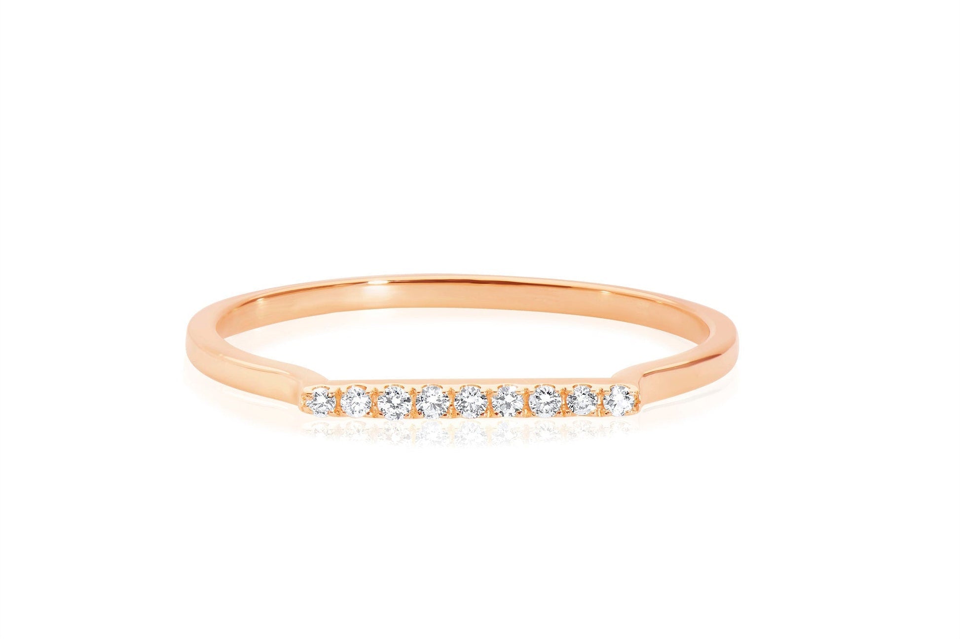 14k Pave Diamond Bar Ring