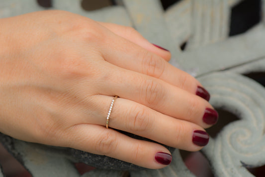14k Pave Diamond Bar Ring