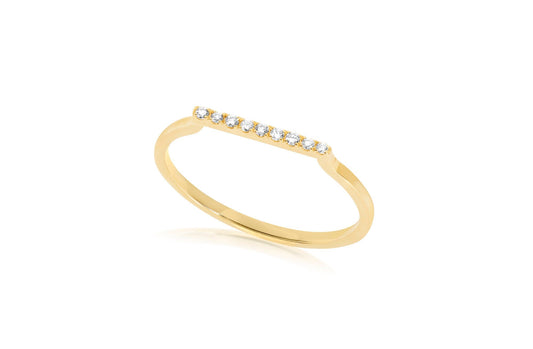 14k Pave Diamond Bar Ring