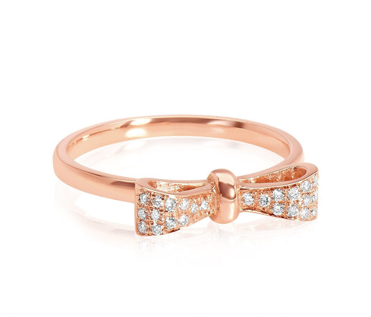14k Pave Diamond Bow Tie Ring