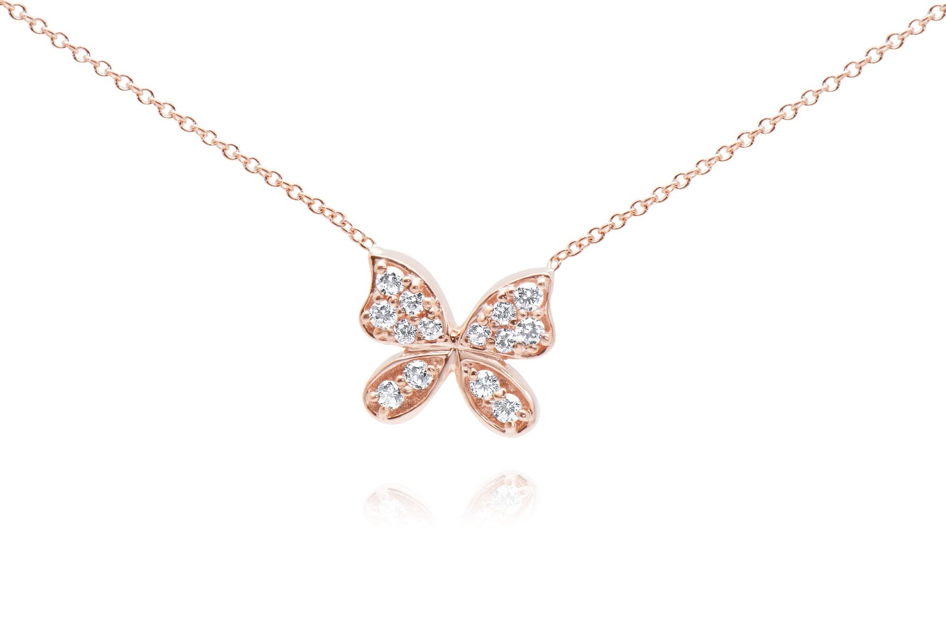 14k Pave Diamond Butterfly Necklace