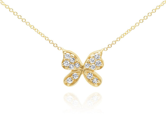 14k Pave Diamond Butterfly Necklace