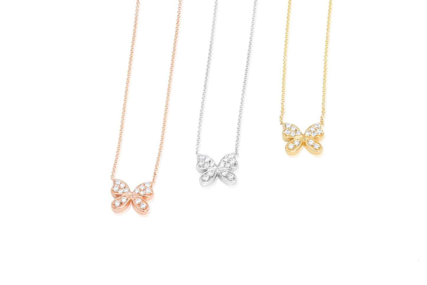 14k Pave Diamond Butterfly Necklace