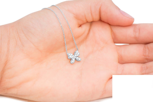 14k Pave Diamond Butterfly Necklace