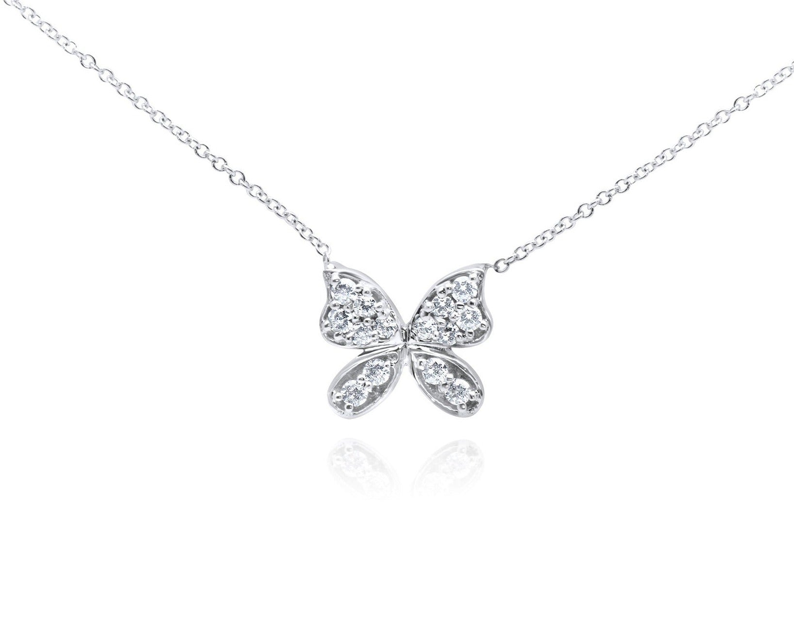 14k Pave Diamond Butterfly Necklace