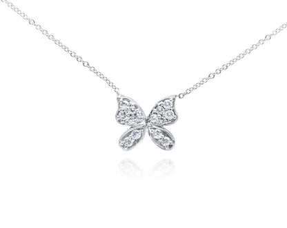 14k Pave Diamond Butterfly Necklace