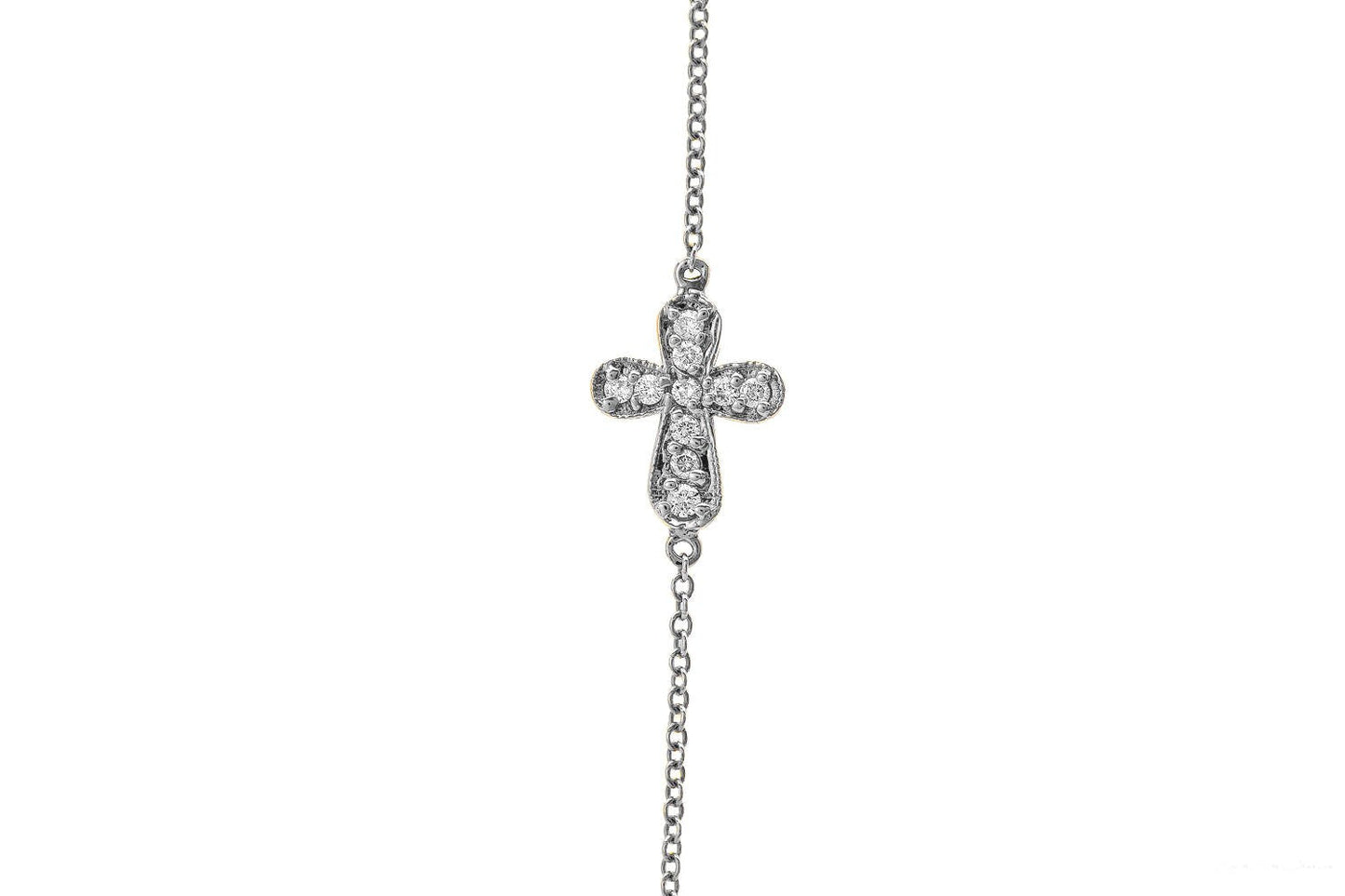 14k Petite Diamond Cross Bracelet