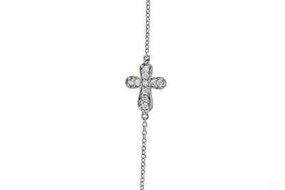 14k Petite Diamond Cross Bracelet