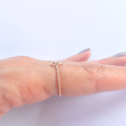14k Rose Gold Anchor Ring with Braided twisted rope band