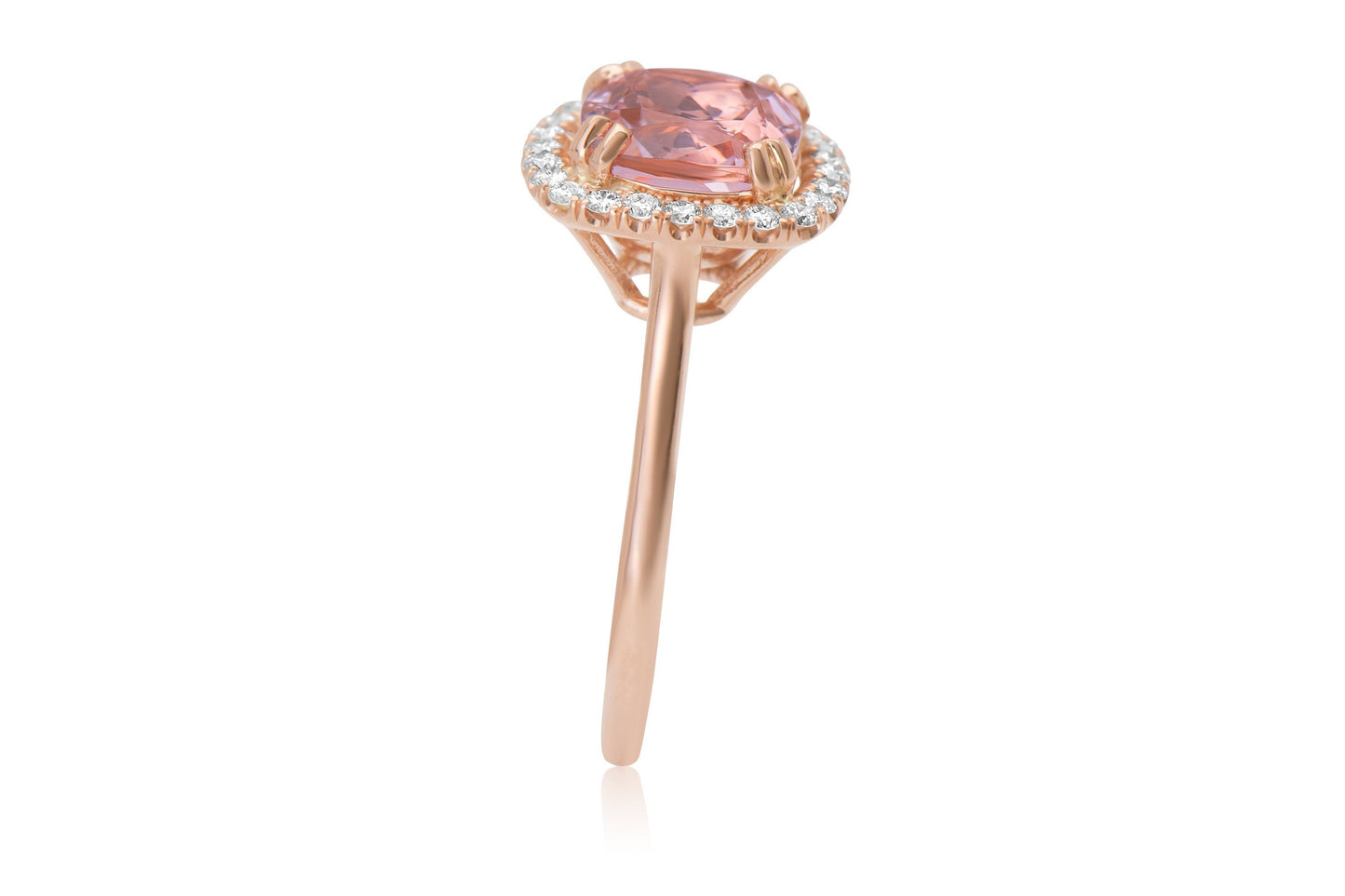 Sidelook of Cushion Cut Morganite Ring