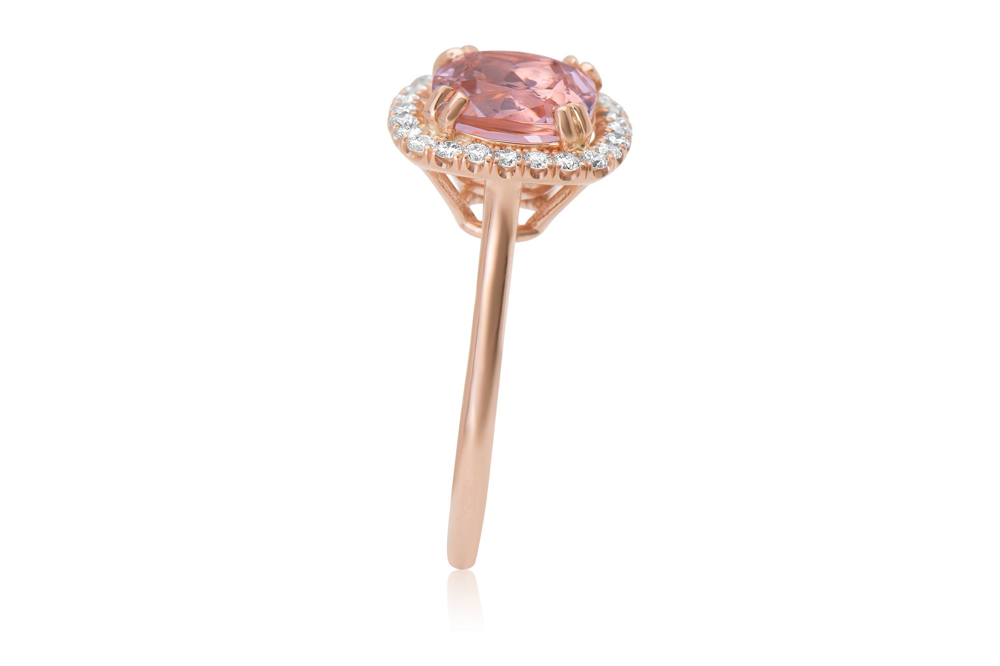 Sidelook of Cushion Cut Morganite Ring