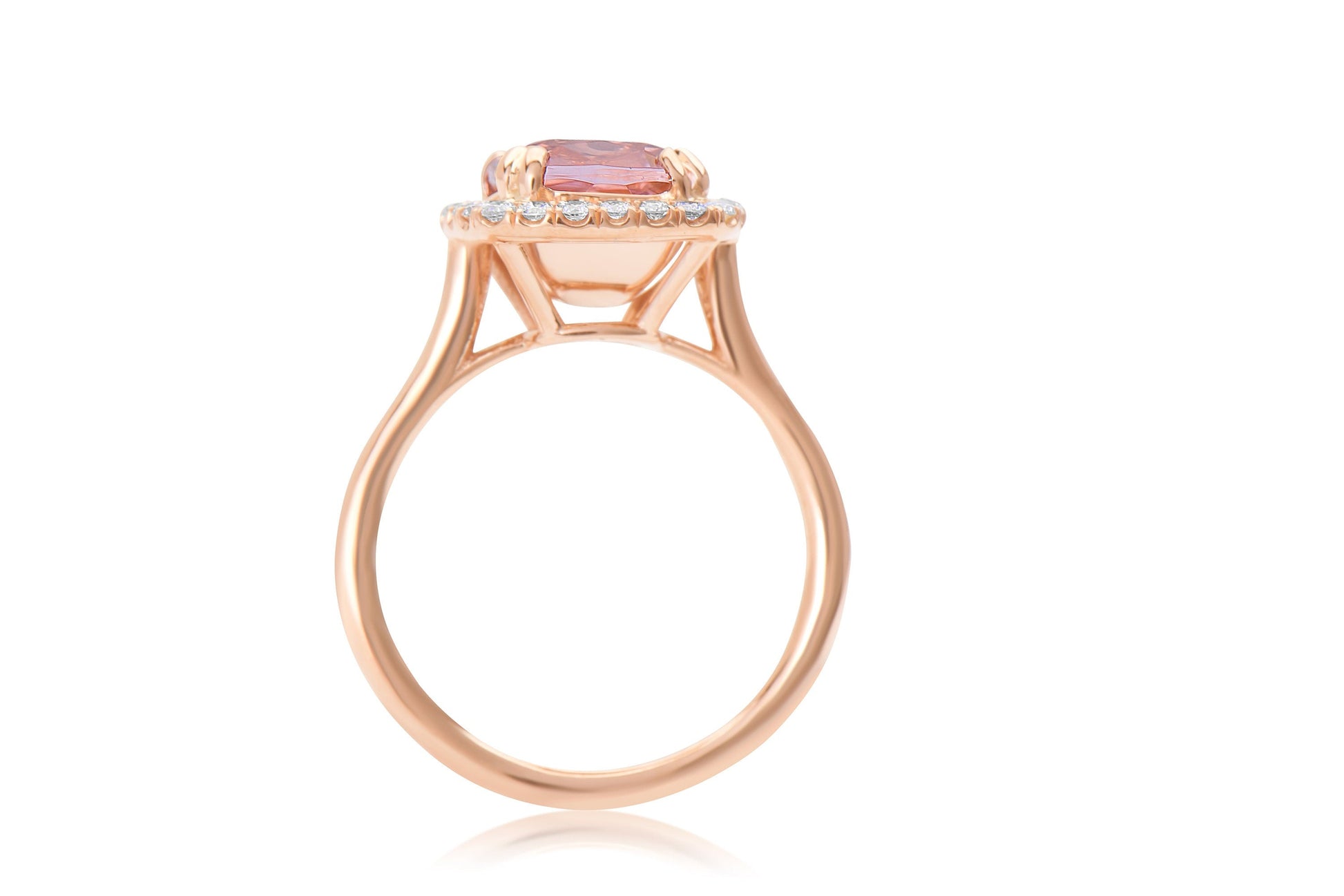 rose Gold 14k Cushion Cut Morganite Ring 