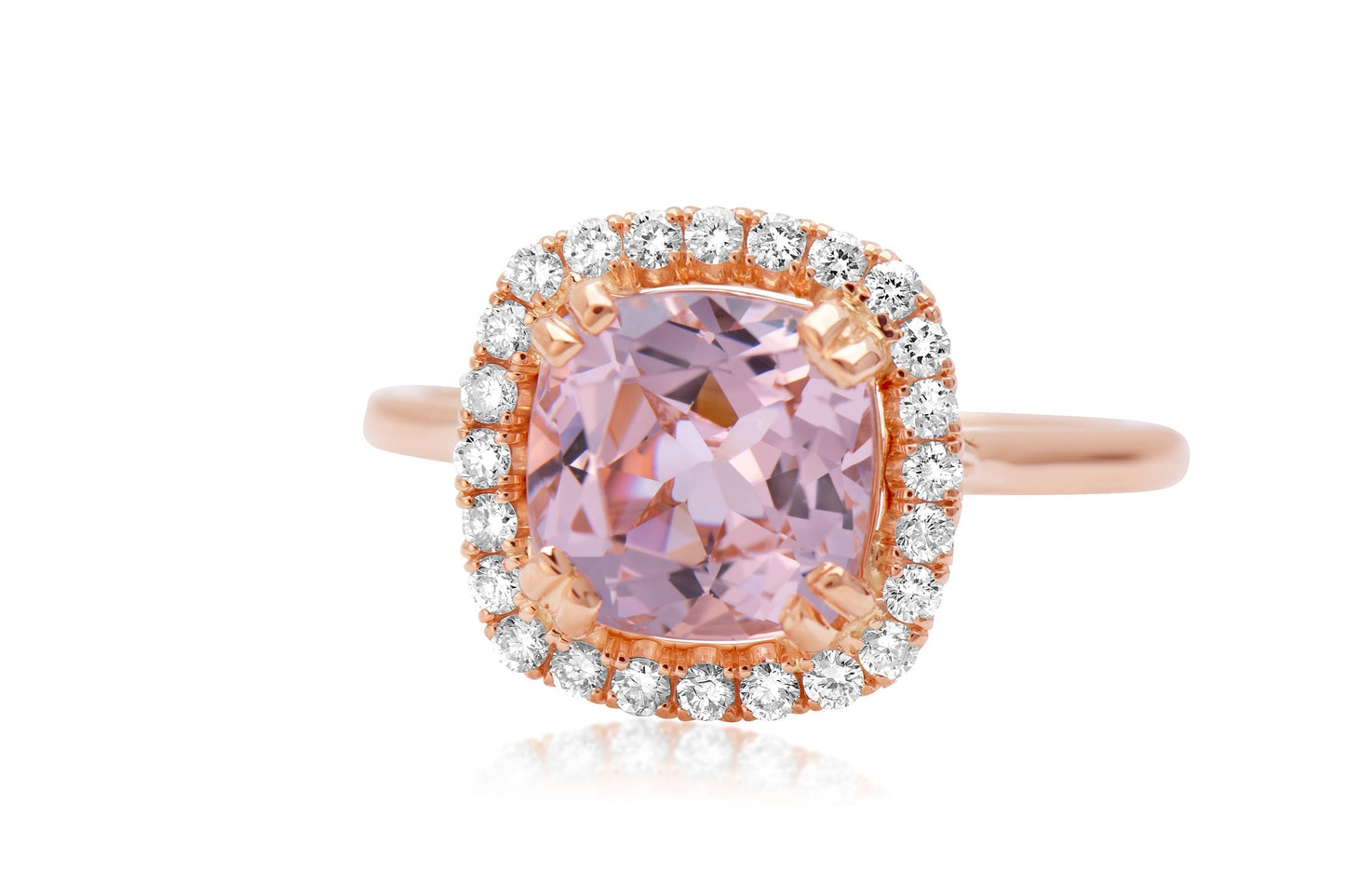Cushion Cut Morganite Ring with a Beautiful Pink Morganite gemstone