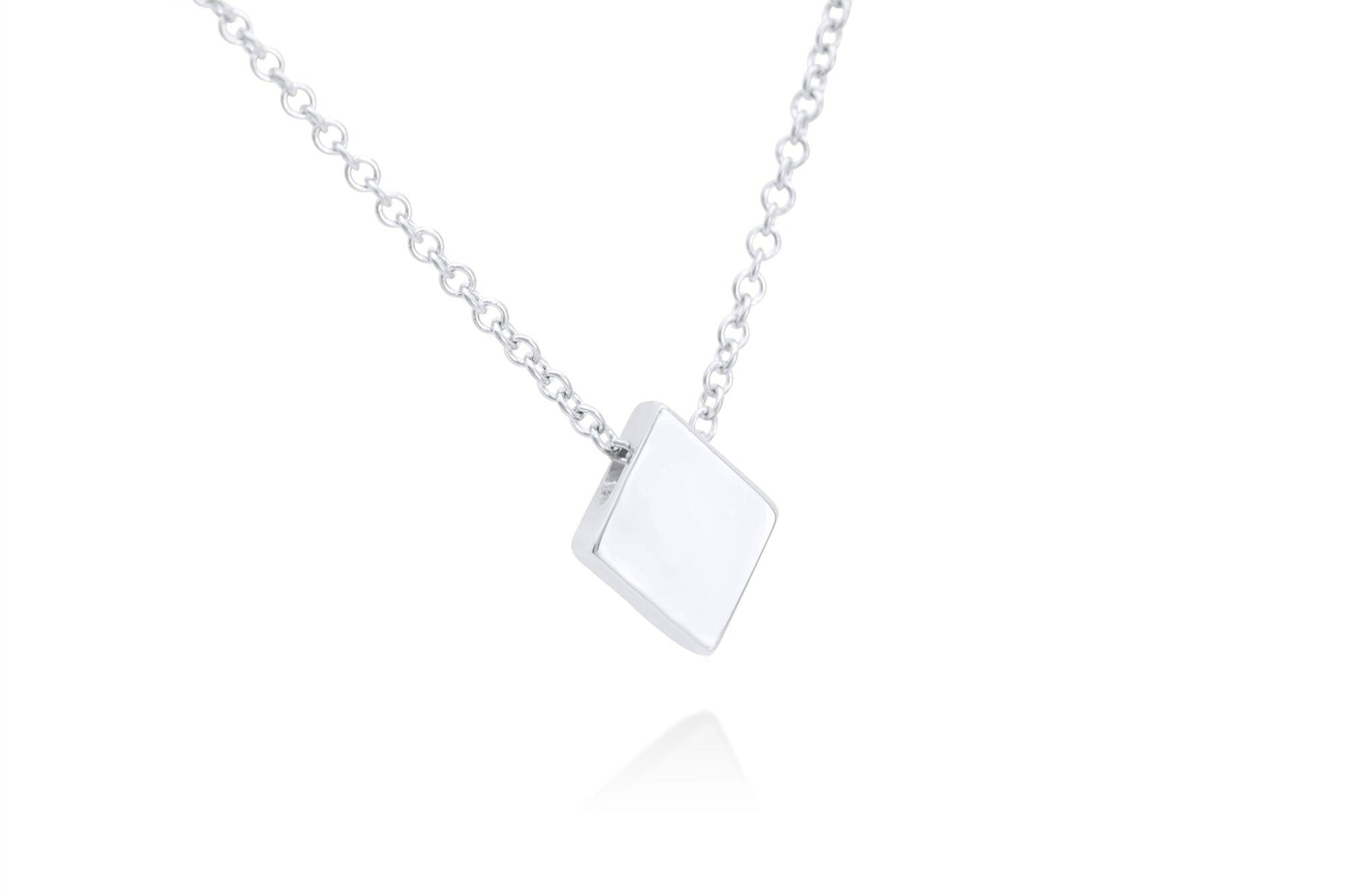 14k Solid Gold Diamond Shaped Pendant,  Poker Card Suit Charm Necklace