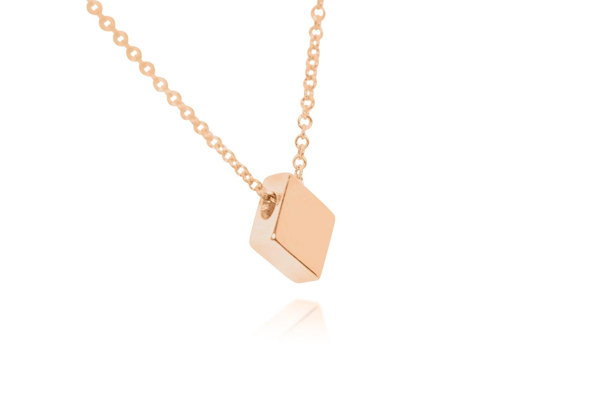 14k Solid Gold Diamond Shaped Pendant,  Poker Card Suit Charm Necklace