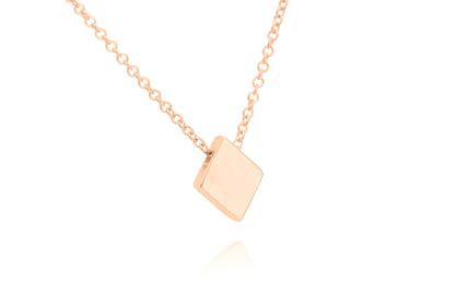 14k Solid Gold Diamond Shaped Pendant,  Poker Card Suit Charm Necklace
