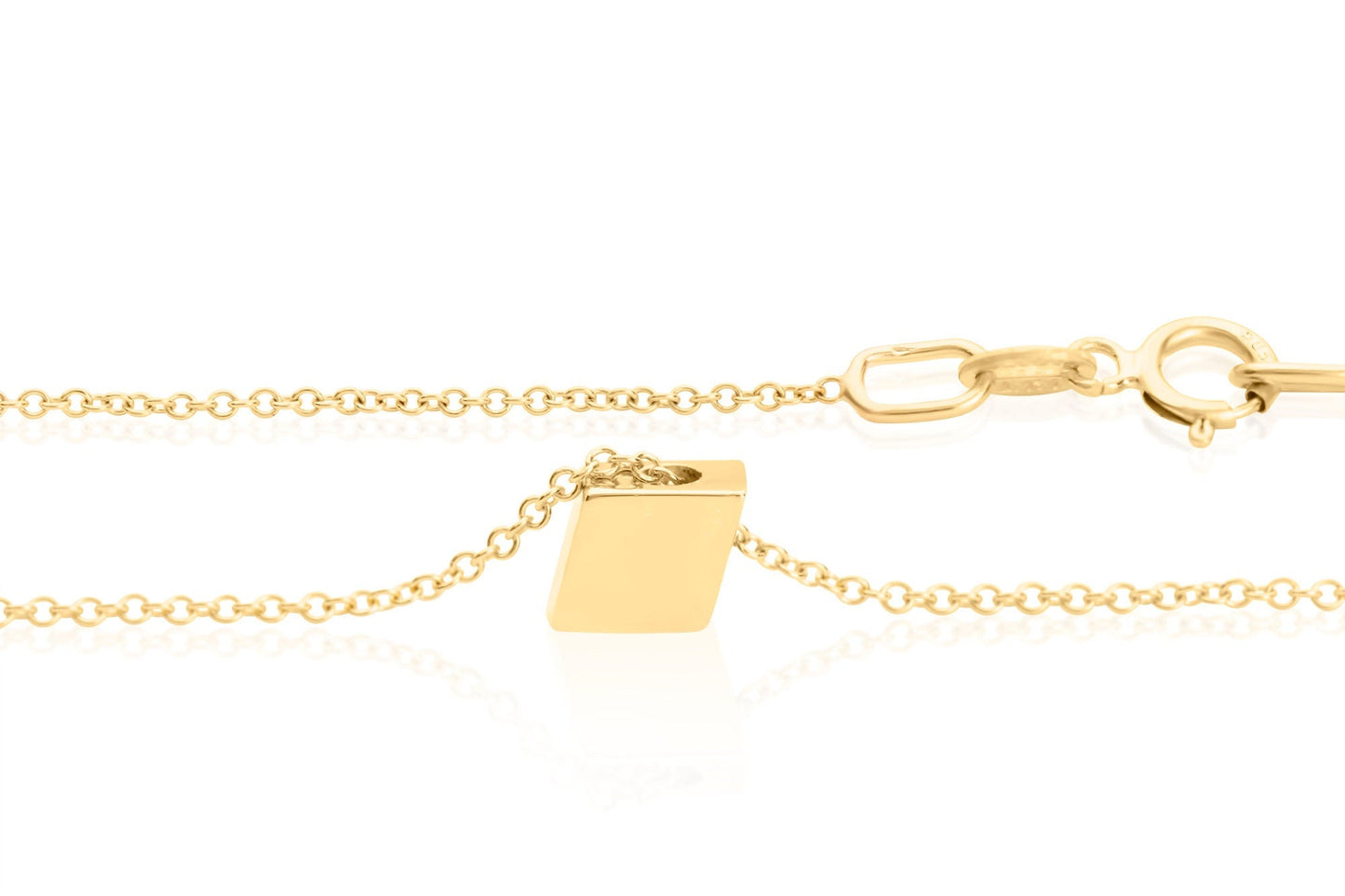 14k Solid Gold Diamond Shaped Pendant,  Poker Card Suit Charm Necklace