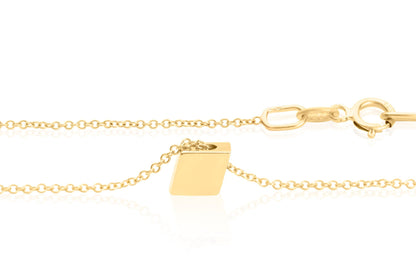 14k Solid Gold Diamond Shaped Pendant,  Poker Card Suit Charm Necklace