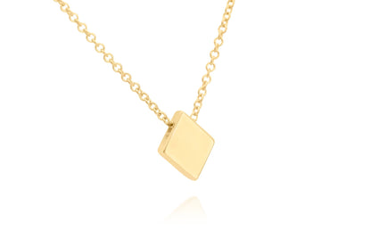 14k Solid Gold Diamond Shaped Pendant,  Poker Card Suit Charm Necklace