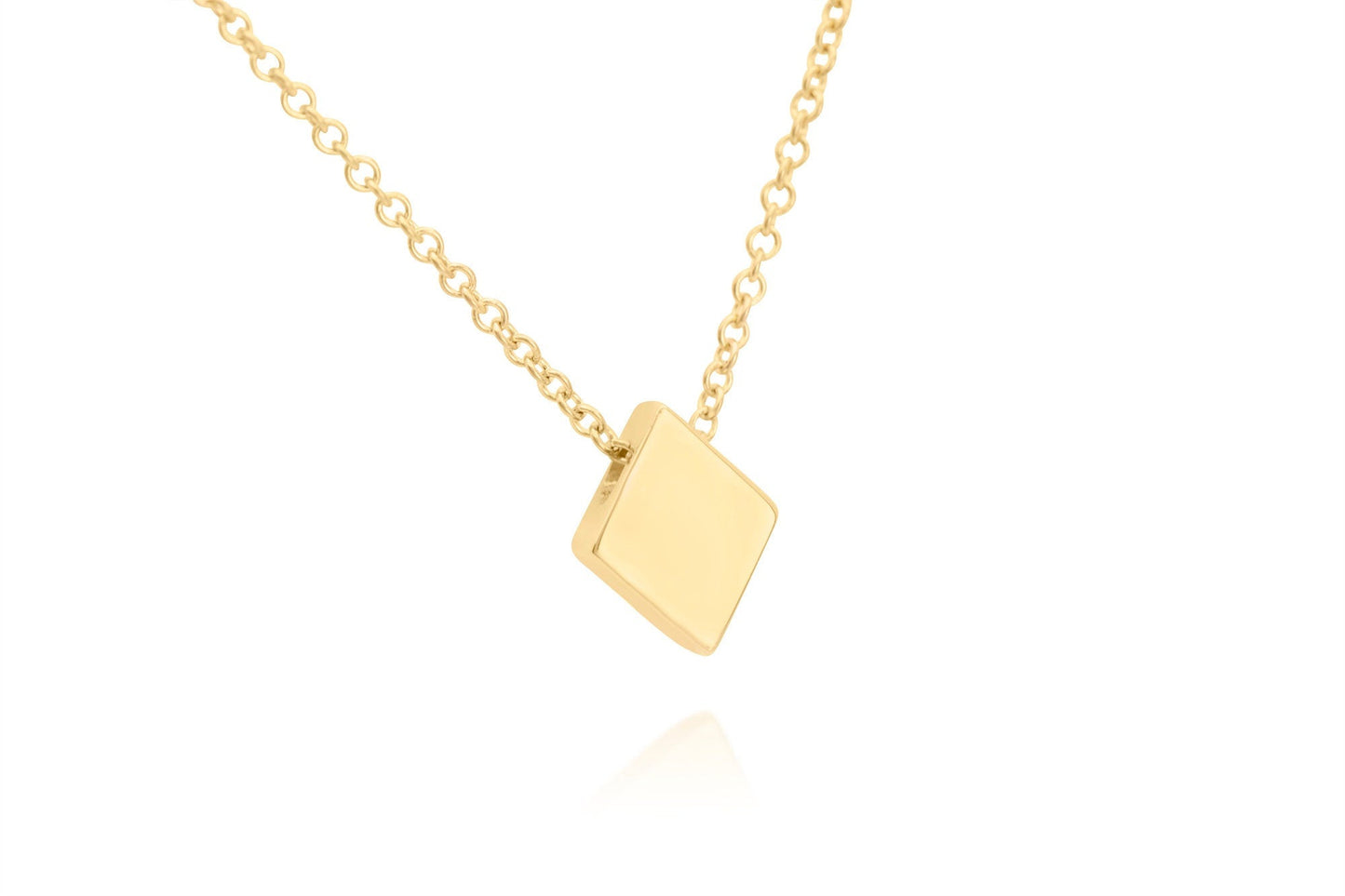 14k Solid Gold Diamond Shaped Pendant,  Poker Card Suit Charm Necklace