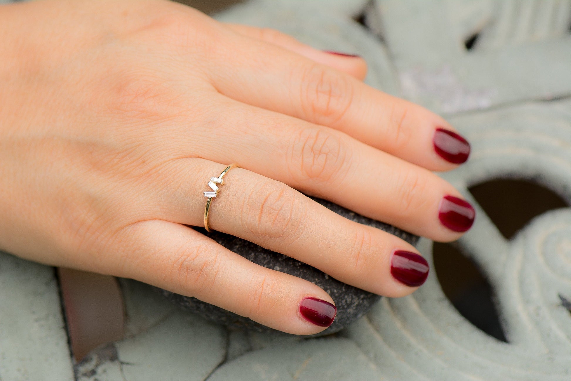 14k Stackable Baguette Diamond Ring