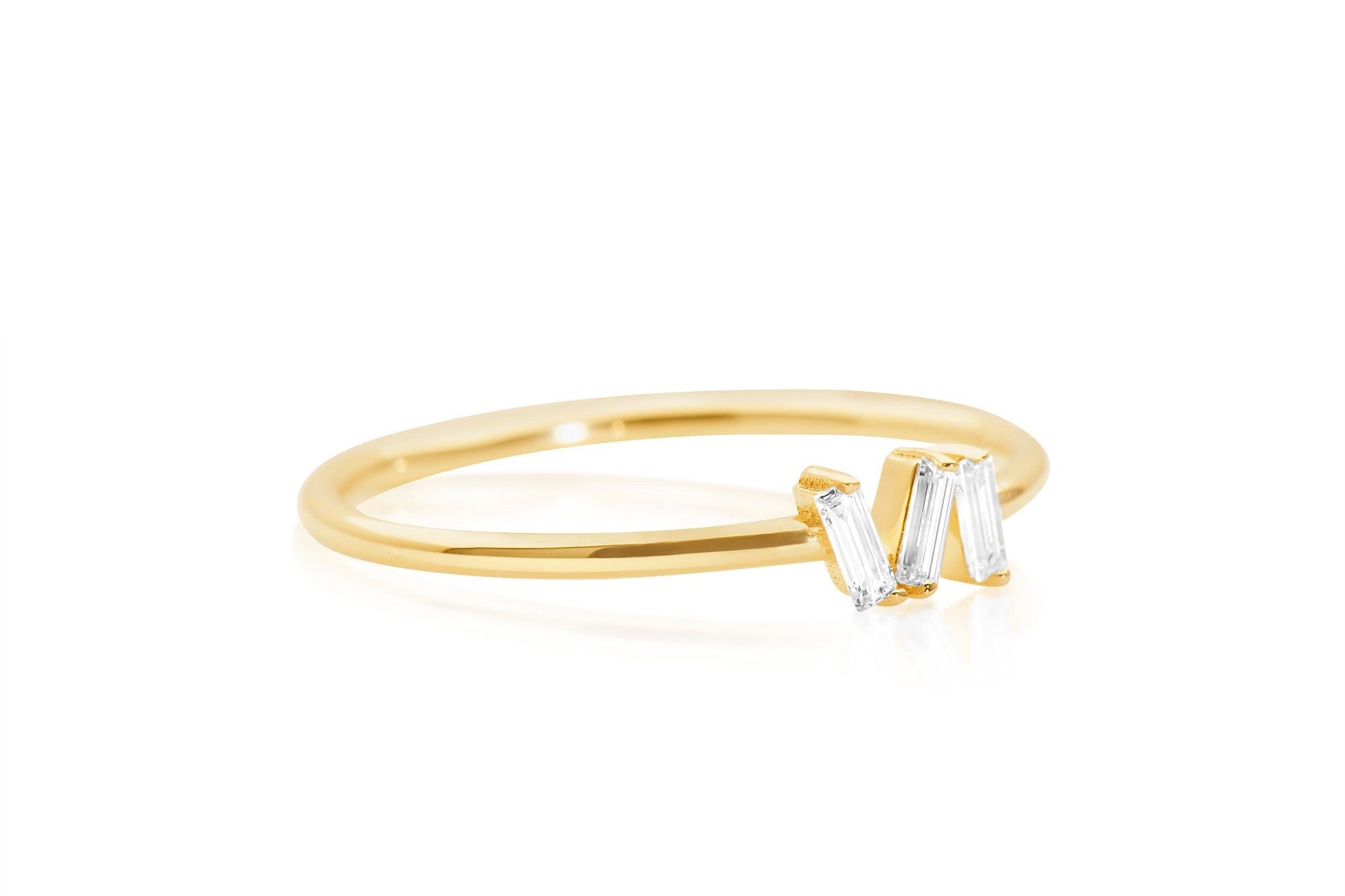 14k Stackable Baguette Diamond Ring