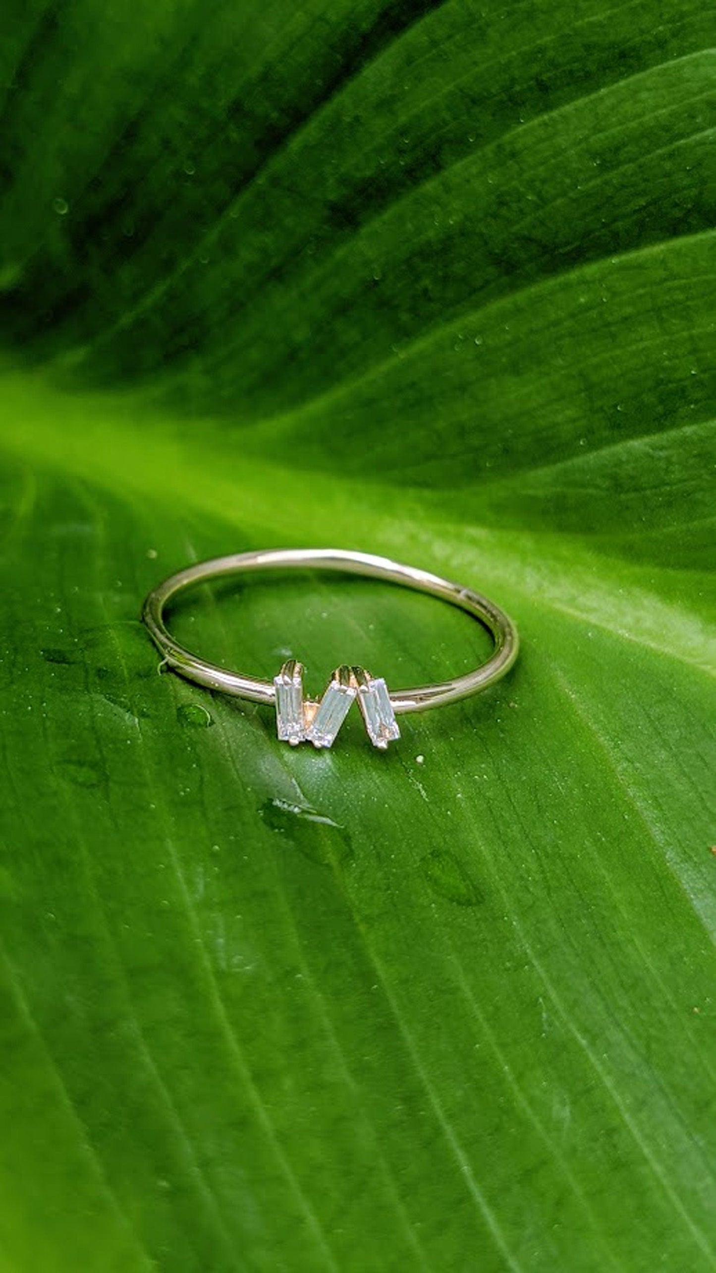 14k Stackable Baguette Diamond Ring