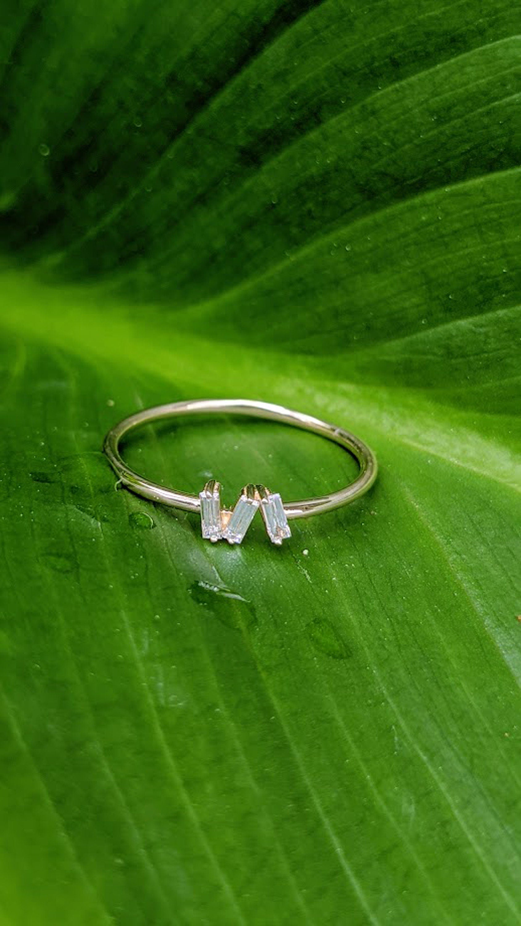 14k Stackable Baguette Diamond Ring