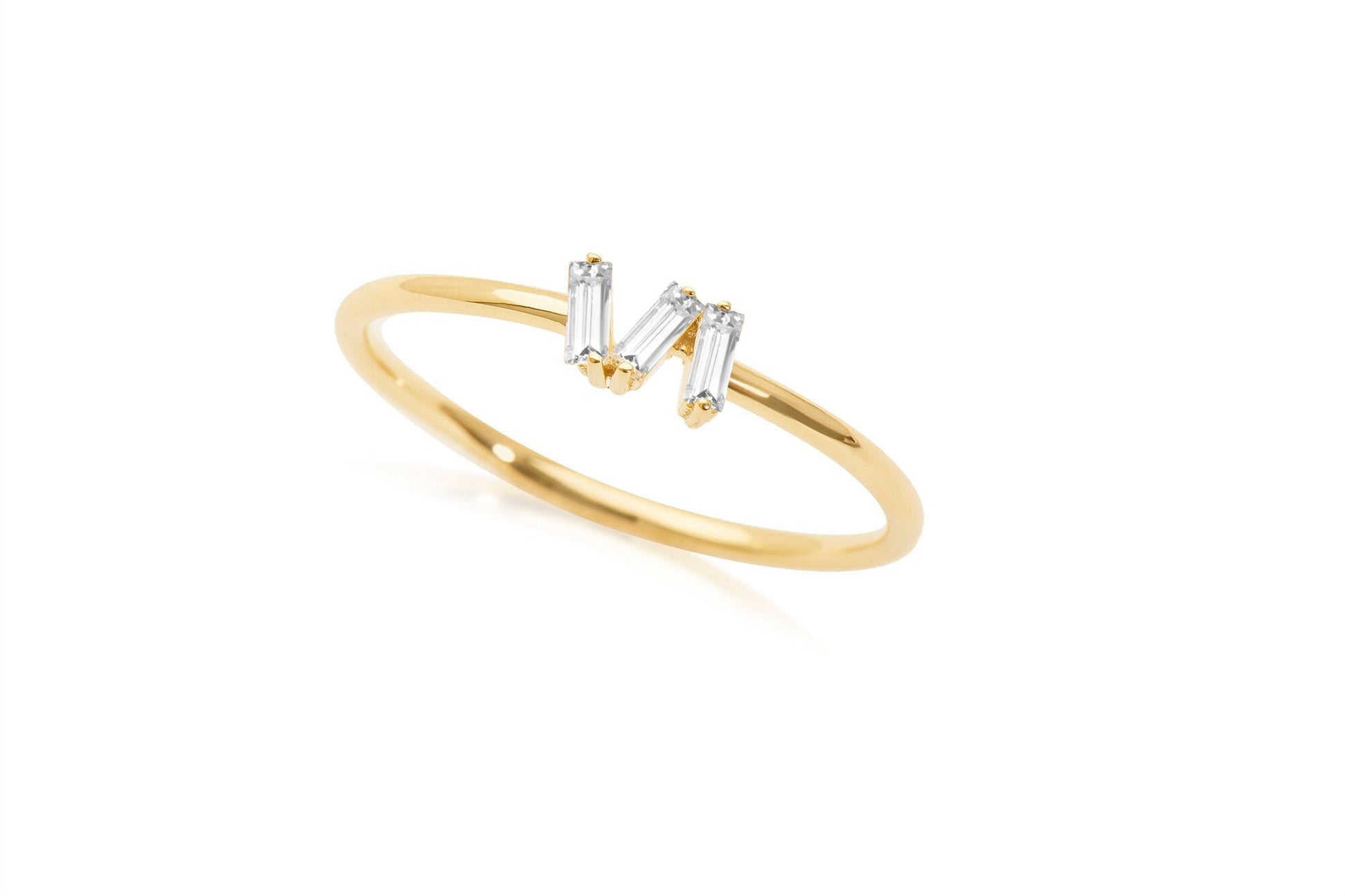 14k Stackable Baguette Diamond Ring