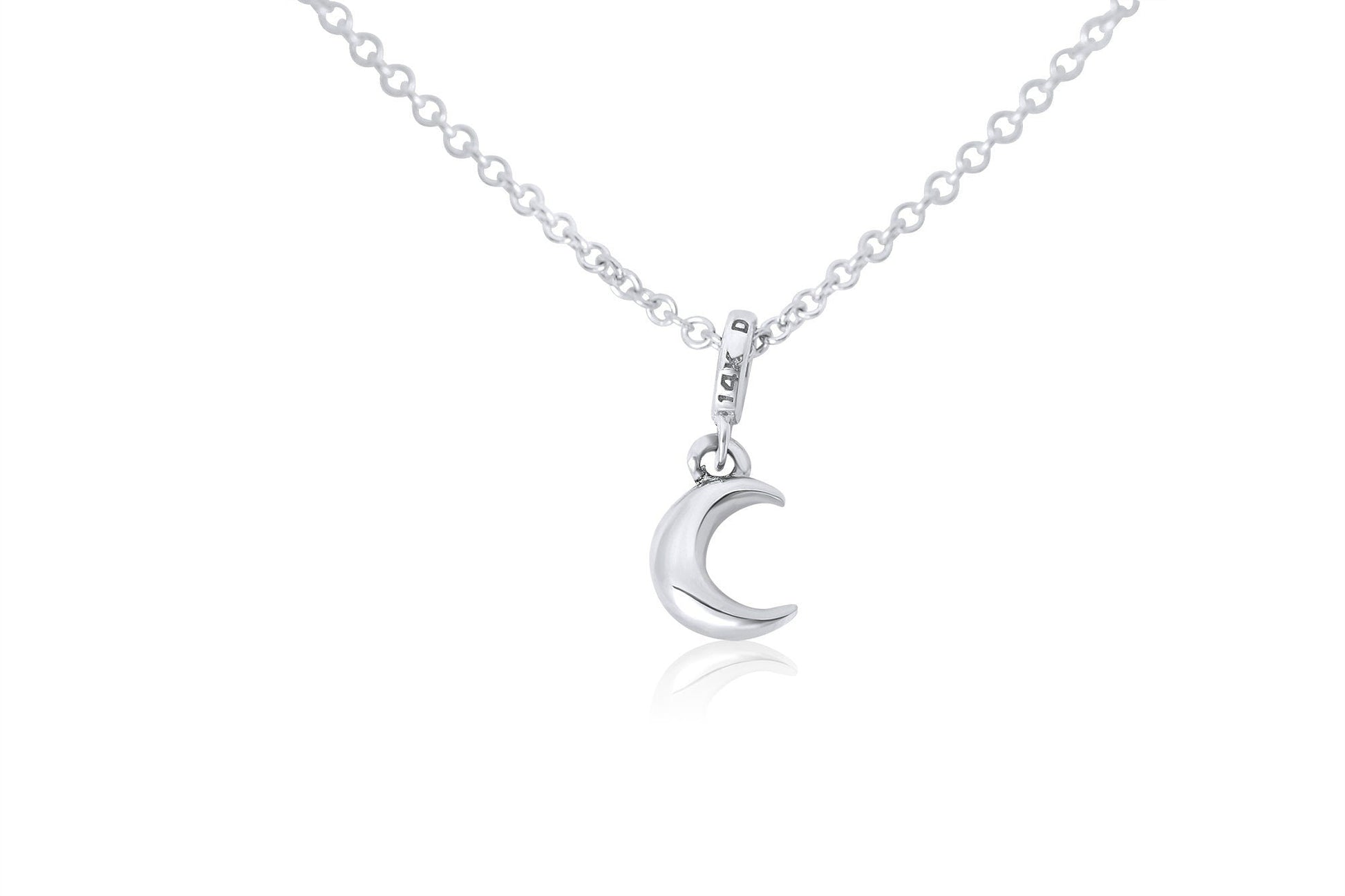 14k Tiny Crescent Moon Diamond Necklace