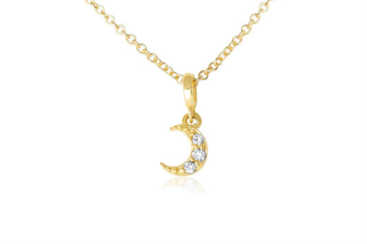 14k Tiny Crescent Moon Diamond Necklace