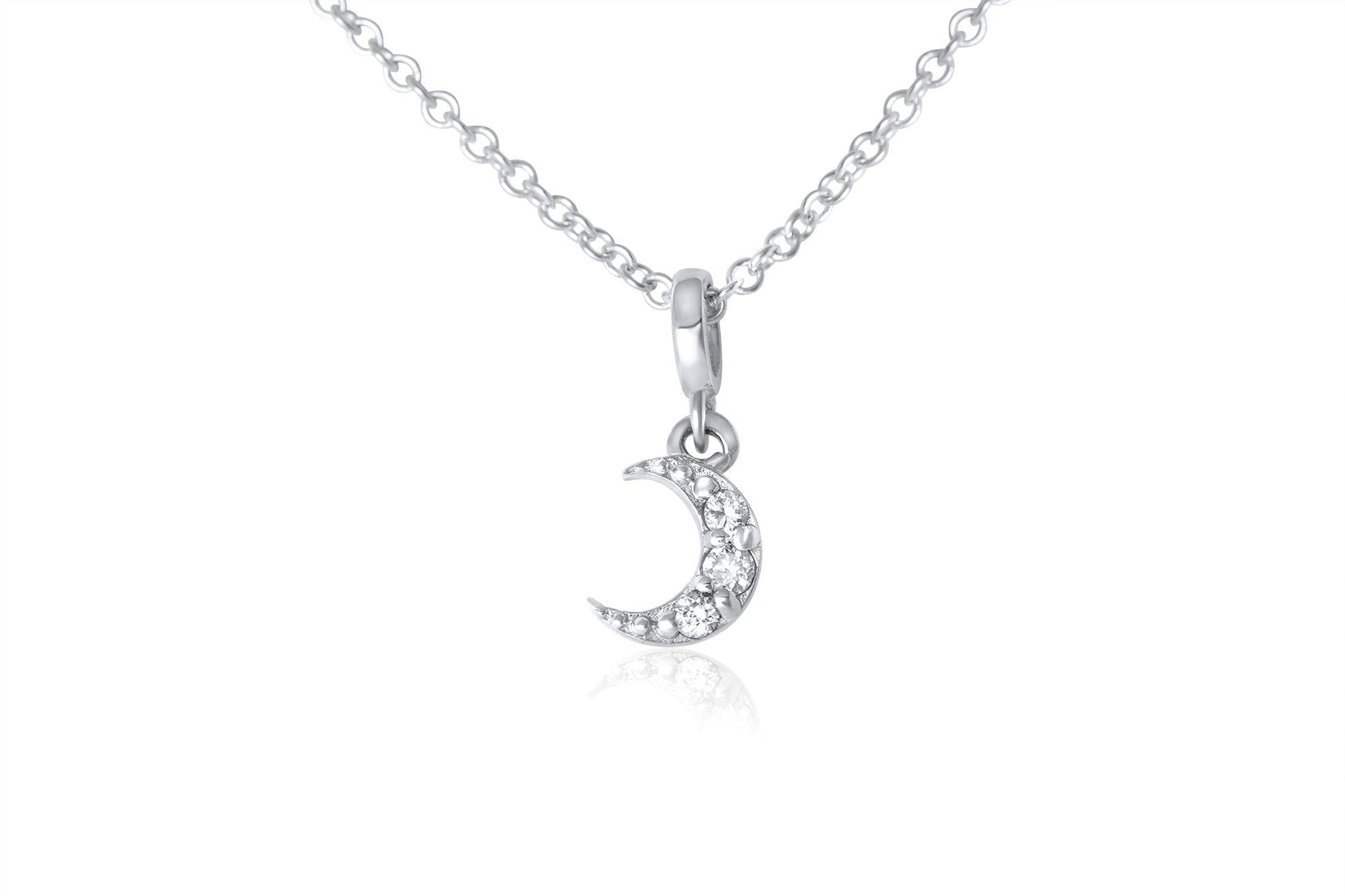 14k Tiny Crescent Moon Diamond Necklace