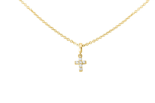 14k Tiny Diamond Cross Necklace